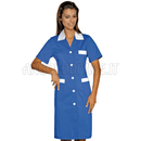 ISACCO CAMICE POSITANO M/M BLU CINA+BIANCO 65% POLYESTER  35% COTTON