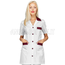 ISACCO CASACCA MARBELLA M/M BIANCO+BORDEAUX 65% POLYESTER  35% COTTON
