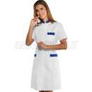 ISACCO CAMICE CATALINA M/M BIANCO+BLU CINA 65% POLYESTER  35% COTTON