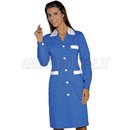 ISACCO CAMICE POSITANO BLU CINA+BIANCO 65% POLYESTER  35% COTTON