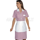 ISACCO CAMICE POSITANO CON GREMBIULINO M/M RIGA ROSA+BIANCO 65% POLYESTER  35% COTTON