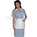 ISACCO CAMICE POSITANO CON GREMBIULINO M/M RIGA AZZURRA+BIANCO 65% POLYESTER  35% COTTON