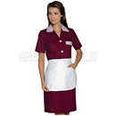 ISACCO CAMICE POSITANO CON GREMBIULINO M/M BORDEAUX+R.BORDEAUX 65% POLYESTER  35% COTTON