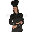 ISACCO GIACCA LADY SNAPS NERO+BIANCO 65% POLYESTER  35% COTTON