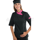 ISACCO GIACCA LADY SNAPS MEZZA MANICA NERO+FUXIA 65% POLYESTER  35% COTTON