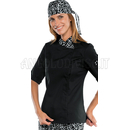 ISACCO GIACCA LADY SNAPS MEZZA MANICA NERO+SUSHI 01 65% POLYESTER  35% COTTON