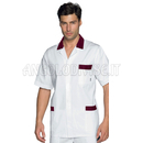 ISACCO CASACCA PETER M/M BIANCO+BORDEAUX 100 % COTTON