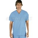 ISACCO CASACCA COLLO A V CELESTE UNISEX 100 % COTTON