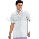 ISACCO CASACCA COLLO A V BIANCO +PROF. LILLA 100 % COTTON
