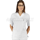ISACCO CASACCA COLLO A V BIANCO M/M UNISEX 100 % COTTON