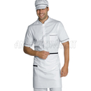 ISACCO GREMBIULE VITA CM 70X46 C/TASCA B.CO+NERO 100 % COTTON