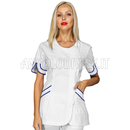 ISACCO CASACCA BABILONIA BIANCO + BLU CINA 65% POLYESTER  35% COTTON