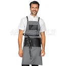 ISACCO GREMBIULE BRISTOL GRIGIO + ECOPELLE NERO 100 % POLYESTER