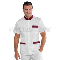 ISACCO CASACCA CORFU' M/M BIANCO+BORDEAUX 65% POLYESTER  35% COTTON