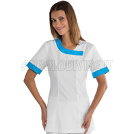 ISACCO CASACCA DELHI BIANCO+TURCHESE 65% POLYESTER  35% COTTON