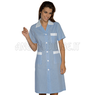 ISACCO CAMICE POSITANO M/M RIGA AZZURRO+BIANCO 65% POLYESTER  35% COTTON