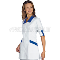 ISACCO CASACCA TORTOLA M/M BIANCO+BLU CINA 65% POLYESTER  35% COTTON