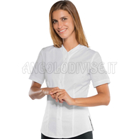 ISACCO CAMICETTA ZEFIRIA STRETCH M/M BIANCO 97% COTTON  3% SPANDEX