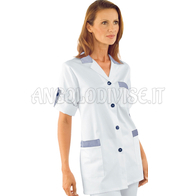 ISACCO CASACCA YORK BIANCO+R.BLU 65% POLYESTER  35% COTTON