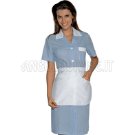 ISACCO CAMICE POSITANO CON GREMBIULINO M/M RIGA AZZURRA+BIANCO 65% POLYESTER  35% COTTON