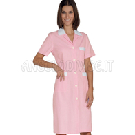 ISACCO CAMICE POSITANO M/M RIGATINO ROSA+BIANCO 100 % COTTON