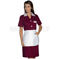 ISACCO CAMICE POSITANO CON GREMBIULINO M/M BORDEAUX+R.BORDEAUX 65% POLYESTER  35% COTTON
