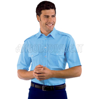 ISACCO CAMICIA PILOTA M/M AZZURRO 65% POLYESTER  35% COTTON