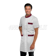 ISACCO CAMICE DOVER M/M BIANCO+BORDEAUX 65% POLYESTER  35% COTTON