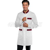 ISACCO CAMICE DOVER POLSI IN MAGLIA BIANCO+BORDEAUX 65% POLYESTER  35% COTTON