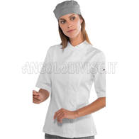 ISACCO GIACCA LADY SNAPS MEZZA MANICA BIANCO 100 % COTTON