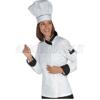 ISACCO GIACCA LADY SNAPS BIANCO+NERO 100 % COTTON