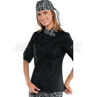 ISACCO GIACCA LADY SNAPS MEZZA MANICA NERO+SUSHI 01 65% POLYESTER  35% COTTON