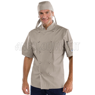 ISACCO GIACCA CUOCO TORTORA MEZZA MANICA 65% POLYESTER  35% COTTON