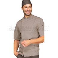 ISACCO GIACCA CUOCO BILBAO MEZZA MANICA TORTORA 65% POLYESTER  35% COTTON