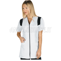 ISACCO CASACCA SANTORINI BIANCO+NERO 65% POLYESTER  35% COTTON
