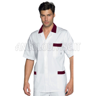 ISACCO CASACCA PETER M/M BIANCO+BORDEAUX 100 % COTTON