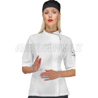 ISACCO GIACCA LADY SNAPS M/M BOHEME BIANCO + NERO 100% POLYESTER BOHÉME