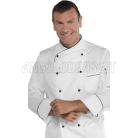 ISACCO GIACCA PANAMA SLIM SATIN BIANCO + NERO 100% COTTON  SATIN  NO STIRO