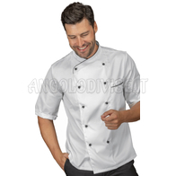 ISACCO GIACCA PANAMA SLIM  M/M SATIN BIANCO + NERO 100% COTTON  SATIN  NO STIRO