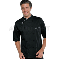 ISACCO GIACCA PANAMA SLIM MEZZA MANICA NERO + BIANCO 65% POLYESTER  35% COTTON