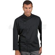 ISACCO GIACCA BILBAO ZIP NERO 65% POLYESTER  35% COTTON