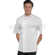 ISACCO GIACCA CUOCO BILBAO MEZZA MANICA BIANCO+TRICOLORE 100 % COTTON