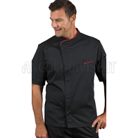 ISACCO GIACCA BILBAO M/M NERO + ROSSO 65% POLYESTER  35% COTTON