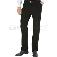 ISACCO PANTALONE UOMO 2 PINCES STRETCH LANA FODER. NERO 54% POLYESTER 44% WOOL (LANA) 2% SPANDEX