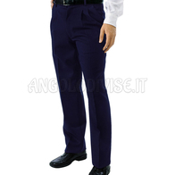 ISACCO PANTALONE UOMO 2 PINCES STRETCH LANA FODER. BLU 54% POLYESTER 44% WOOL (LANA) 2% SPANDEX