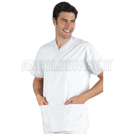 ISACCO CASACCA COLLO A V BIANCO UNISEX 100 % COTTON