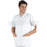 ISACCO CASACCA COLLO A V BIANCO 65% POLYESTER  35% COTTON