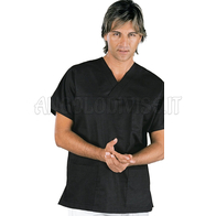 ISACCO CASACCA COLLO A V NERO UNISEX 65% POLYESTER  35% COTTON 195 gr/m²