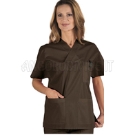 ISACCO CASACCA COLLO A V CACAO UNISEX 65% POLYESTER  35% COTTON