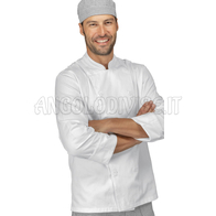 ISACCO GIACCA CUOCO LIVORNO BOTT.FISSI BIANCO 100 % COTTON